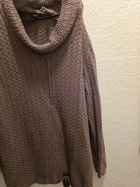 Intro Woman Taupe Textured Cowl Neck Sweater 3X Cozy Knit Tunic